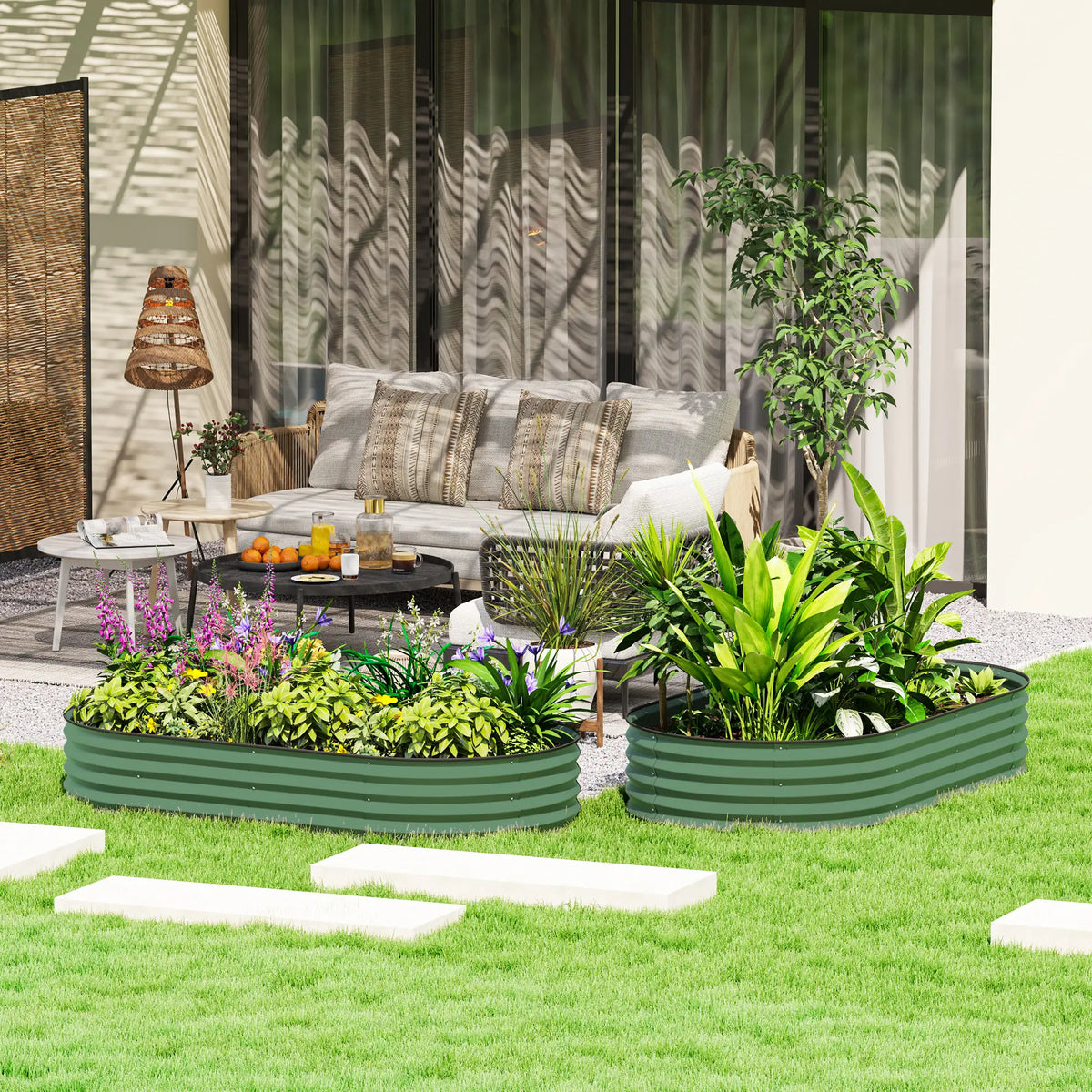 6' x 3' x 1' Galvanized Raised Garden Bed, Light Green Galvanized Planter Boxes at Gallery Canada