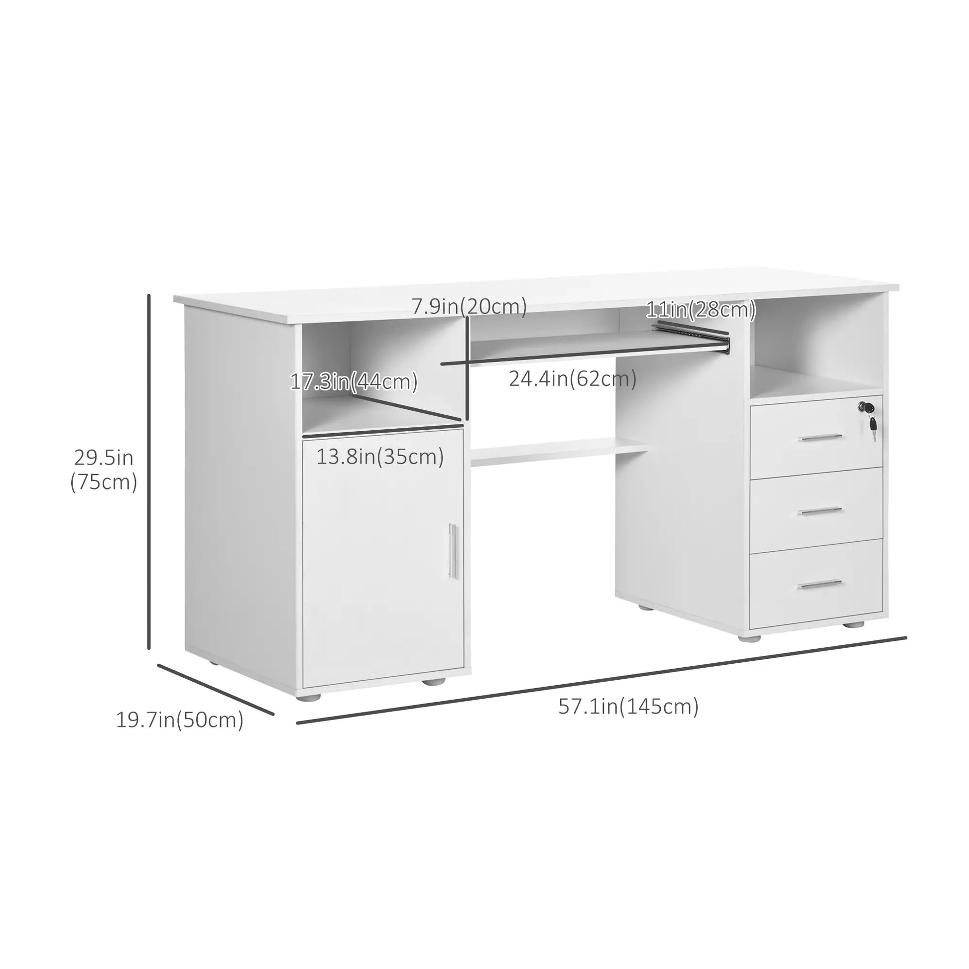 Computer Desk With Keyboard Tray, Drawers, White Computer Desks at Gallery Canada
