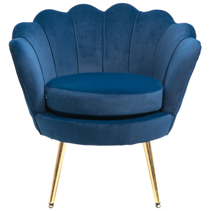 Modern Accent Chair, Velvet Fabric, Gold Metal Legs, Blue Accent Chairs at Gallery Canada