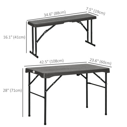 Folding Picnic Table With 2 Benches, 3-Piece Set, Dark Grey Bistro Sets at Gallery Canada