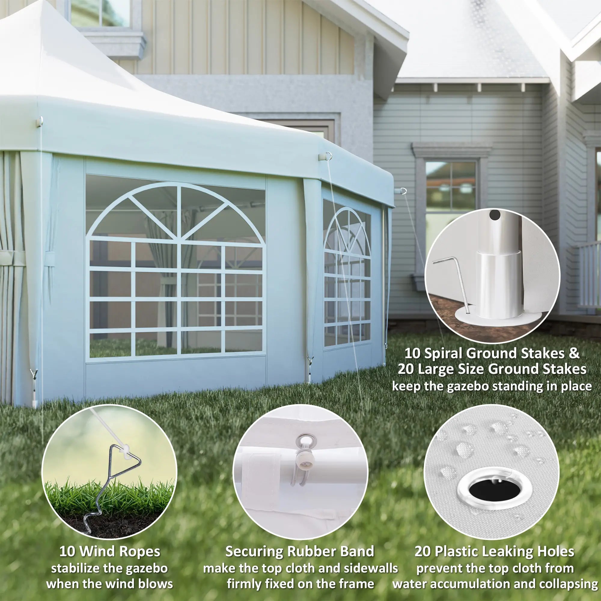 21' x 29' White Wedding Tent, High Peak Decagonal Gazebo With Removable Walls, White Canopy Tents at Gallery Canada