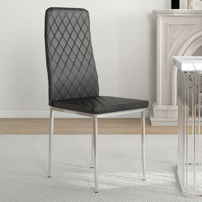 Kitchen Chairs Set of 4, Faux Leather Upholstery, Steel Legs, Black Dining Chairs at Gallery Canada