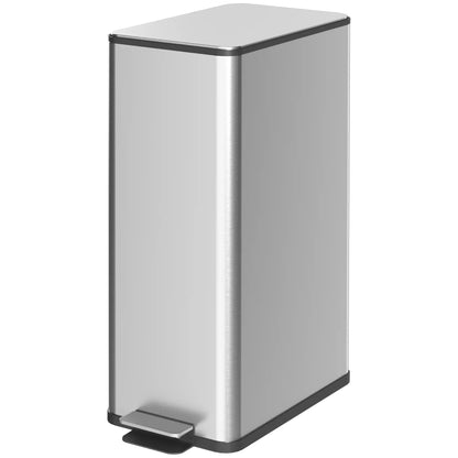 5.3 Gallon Stainless Steel Garbage Can, Soft-Close Lid, Foot Pedal, Silver Household Supplies Silver at Gallery Canada