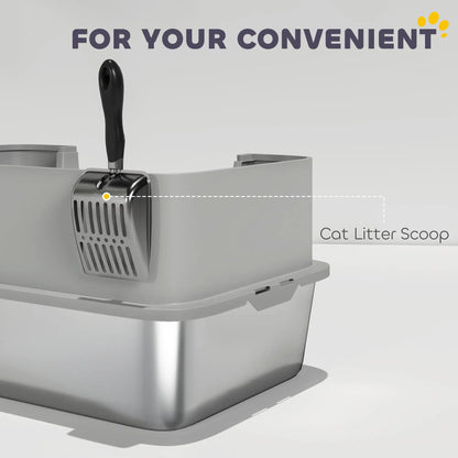 Stainless Steel Cat Litter Box, XL High Sided, 24" x 16" x 12", Grey Cat Litter Box Enclosures at Gallery Canada