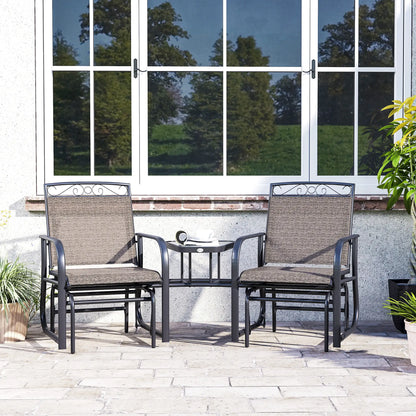 Outdoor Glider Bench with Coffee Table, 2-Seat Rocking Chair Swing, Brown Outdoor Gliders at Gallery Canada