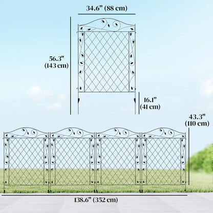 Metal Garden Fence Panels, Animal Barrier, Border Edging, 4 Pack, Wavey Vines Garden Fences at Gallery Canada