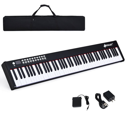 88-Key Portable Full-Size Semi-weighted Digital Piano Keyboard, Black - Gallery Canada