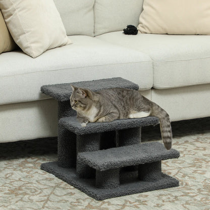 3 Tier Pet Stairs, Dog Cat Step, Scratch Post Furniture, Dark Grey Cat Trees at Gallery Canada