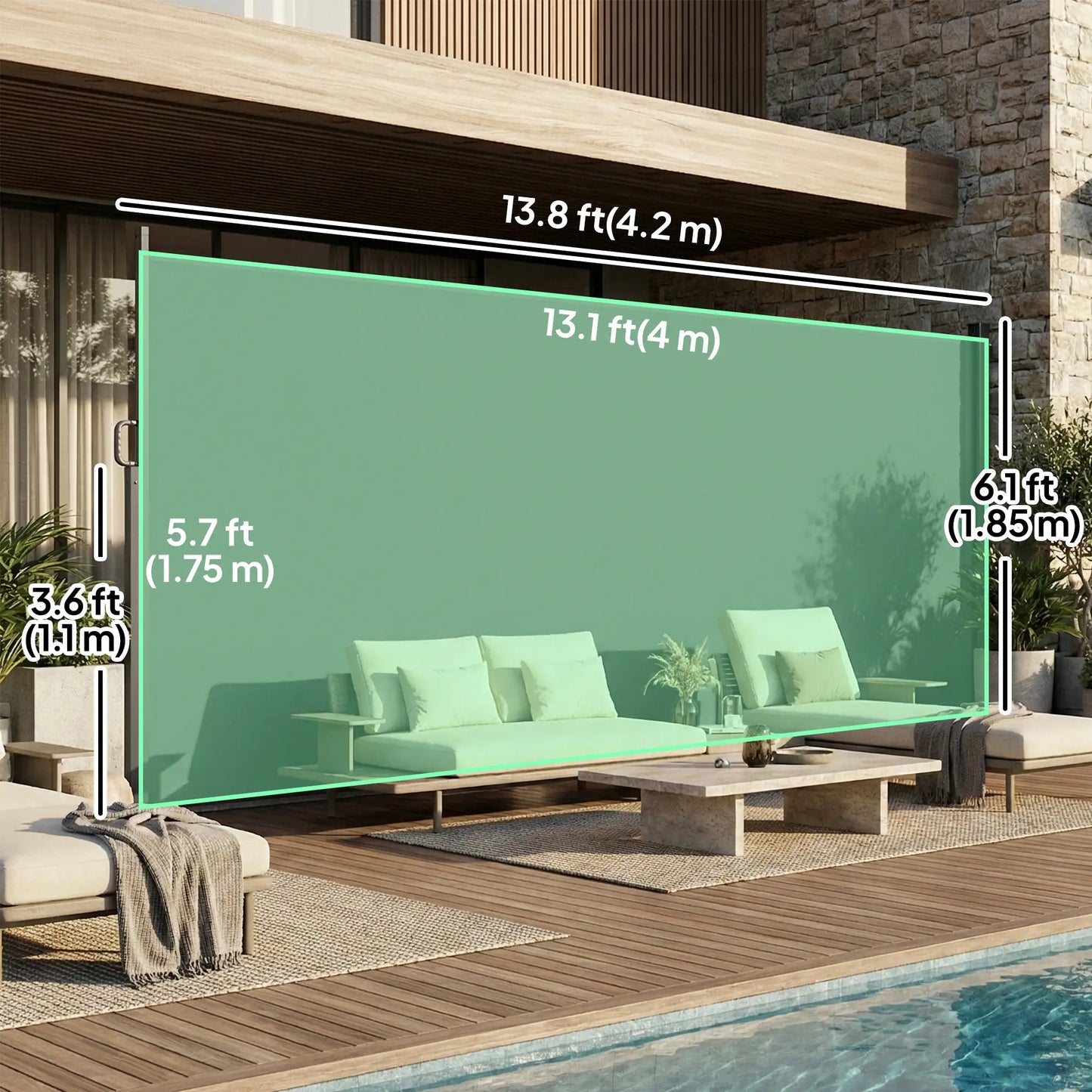 Retractable Side Awning, 165" x 73", Water-Resistant, UV 50+, Dark Grey Side Awnings at Gallery Canada