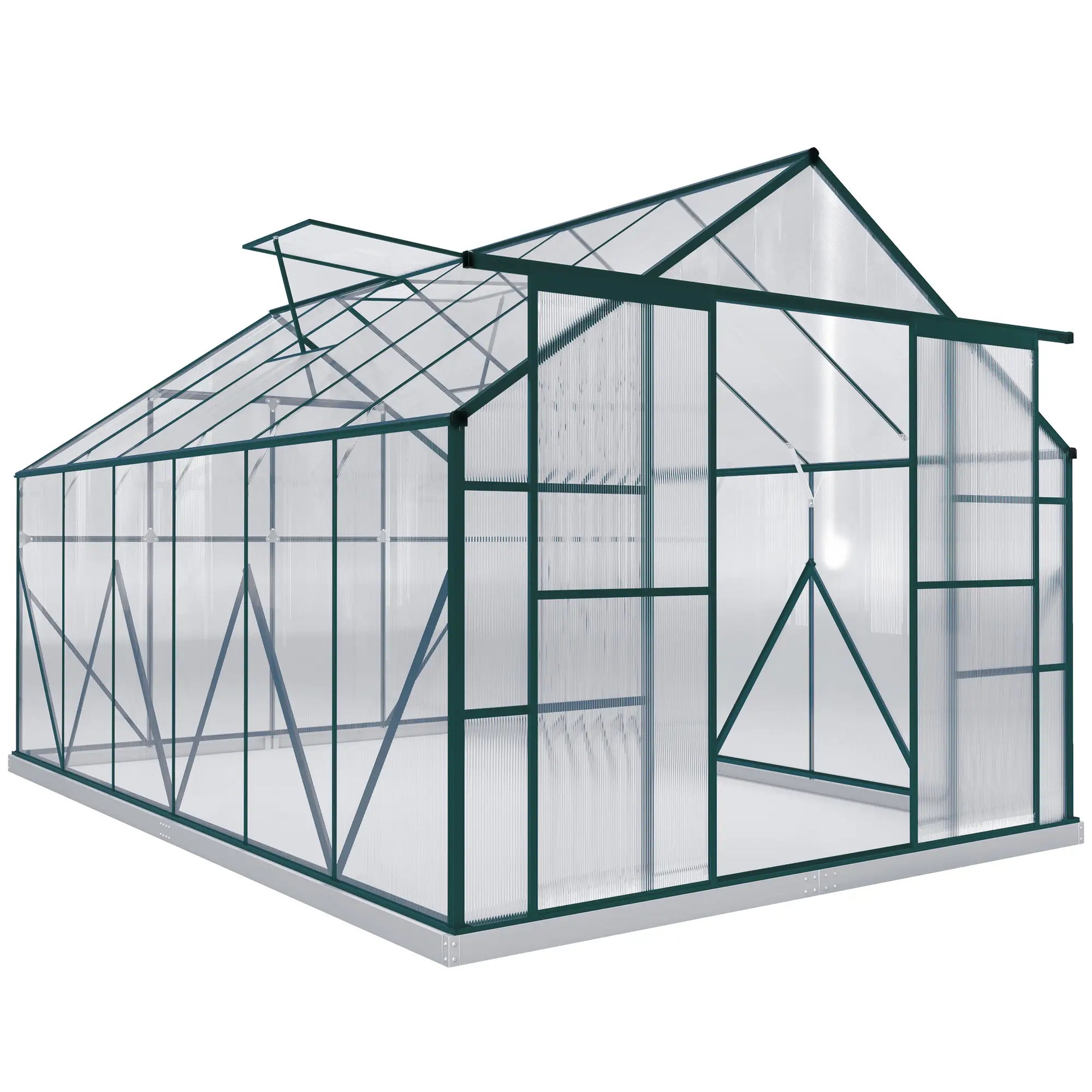 Aluminum Greenhouse Polycarbonate, 8 X 12 Ft, Green Walk In Greenhouses Green, Clear at Gallery Canada