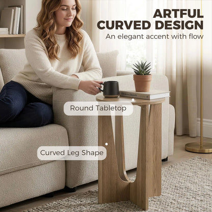 Round Side Table, Compact End Table, Curved Legs