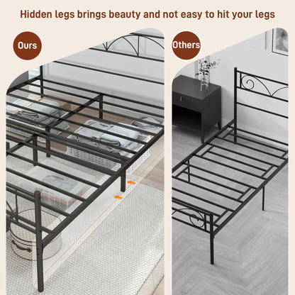 Queen Metal Platform Bed Frame, Steel Slat Support, Underbed Storage Bed Frames at Gallery Canada