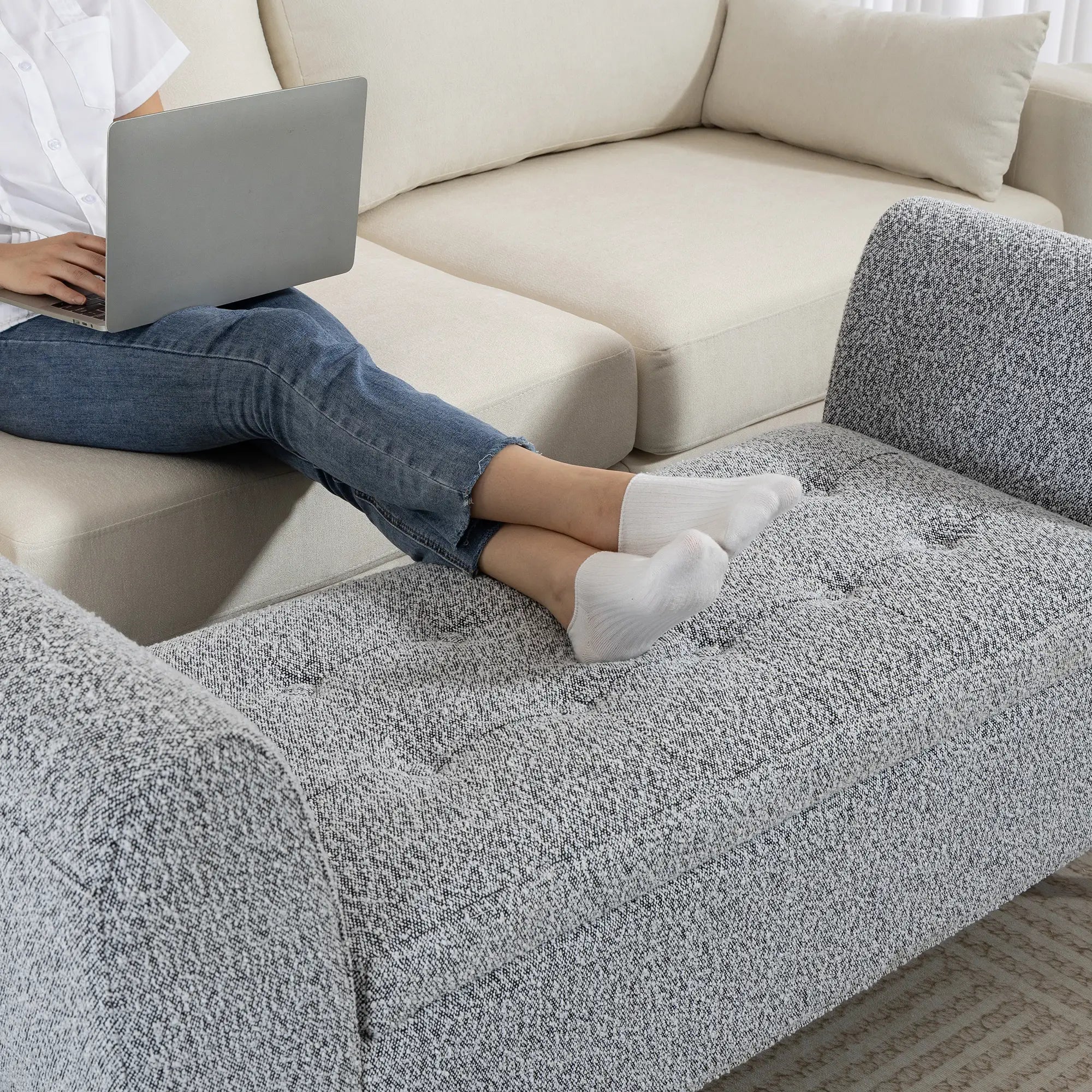 Upholstered Storage Bench with Arms, Modern Ottoman, Grey Storage Ottomans & Benches at Gallery Canada