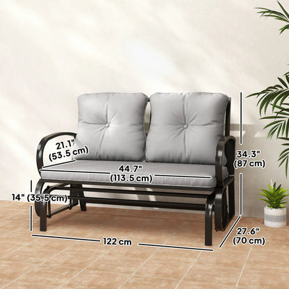 2-Person Outdoor Glider Chair, Steel Frame, Cushions, Grey Outdoor Gliders at Gallery Canada