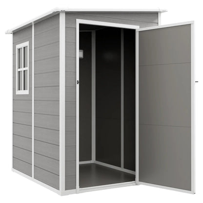 4'x5' Garden Tool Storage Shed, Lean to, Window, Vent, Plastic Roof, Grey Sheds Grey at Gallery Canada