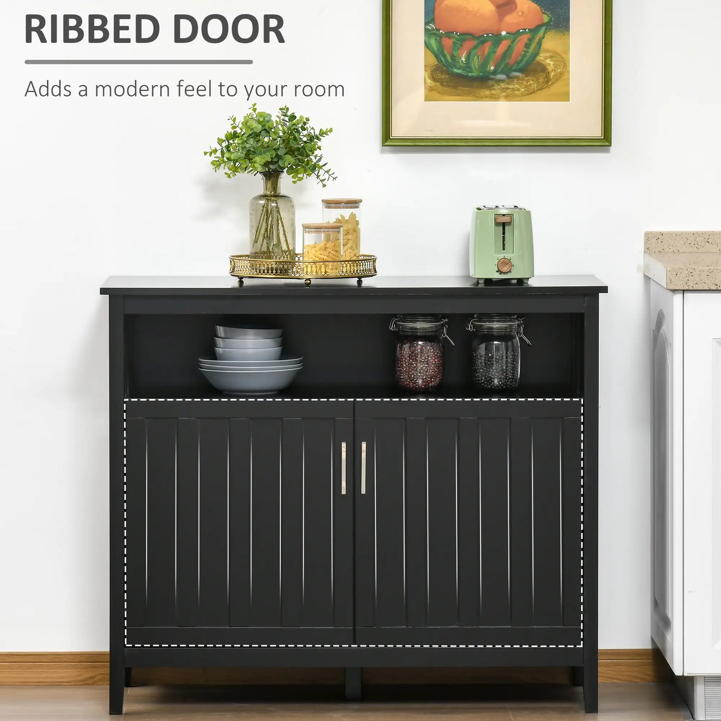 Sideboard Buffet, 2 Doors, Adjustable Shelves, Kitchen Dining, Black Bar Cabinets at Gallery Canada