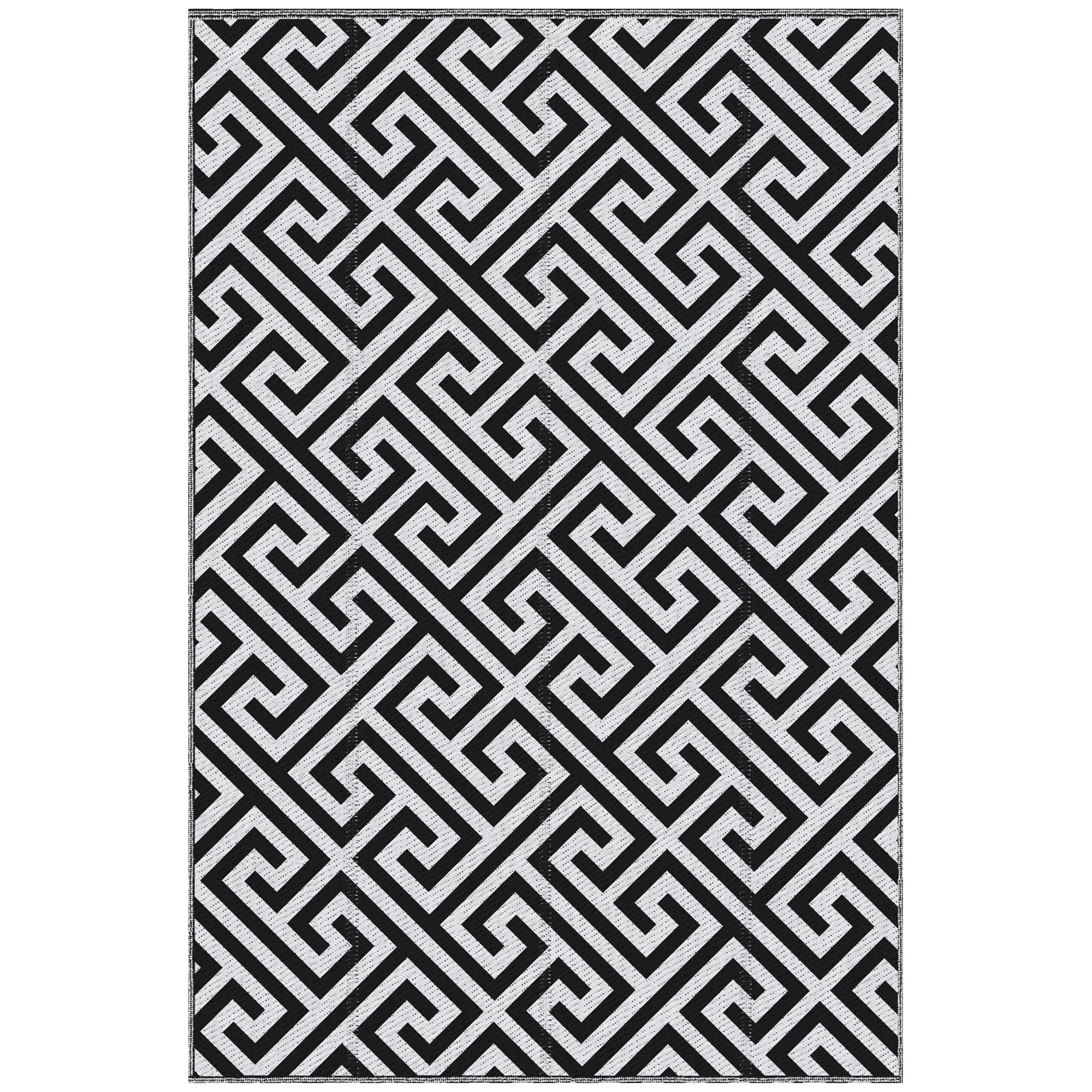 Reversible Outdoor RV Rug, Patio Floor Mat, 5' x 8', Black & White Garden Decor at Gallery Canada