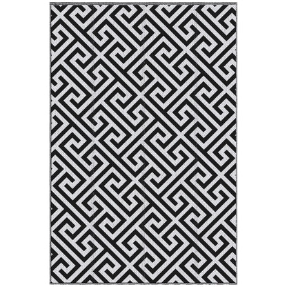 Reversible Outdoor RV Rug, Patio Floor Mat, 5' x 8', Black & White Garden Decor at Gallery Canada