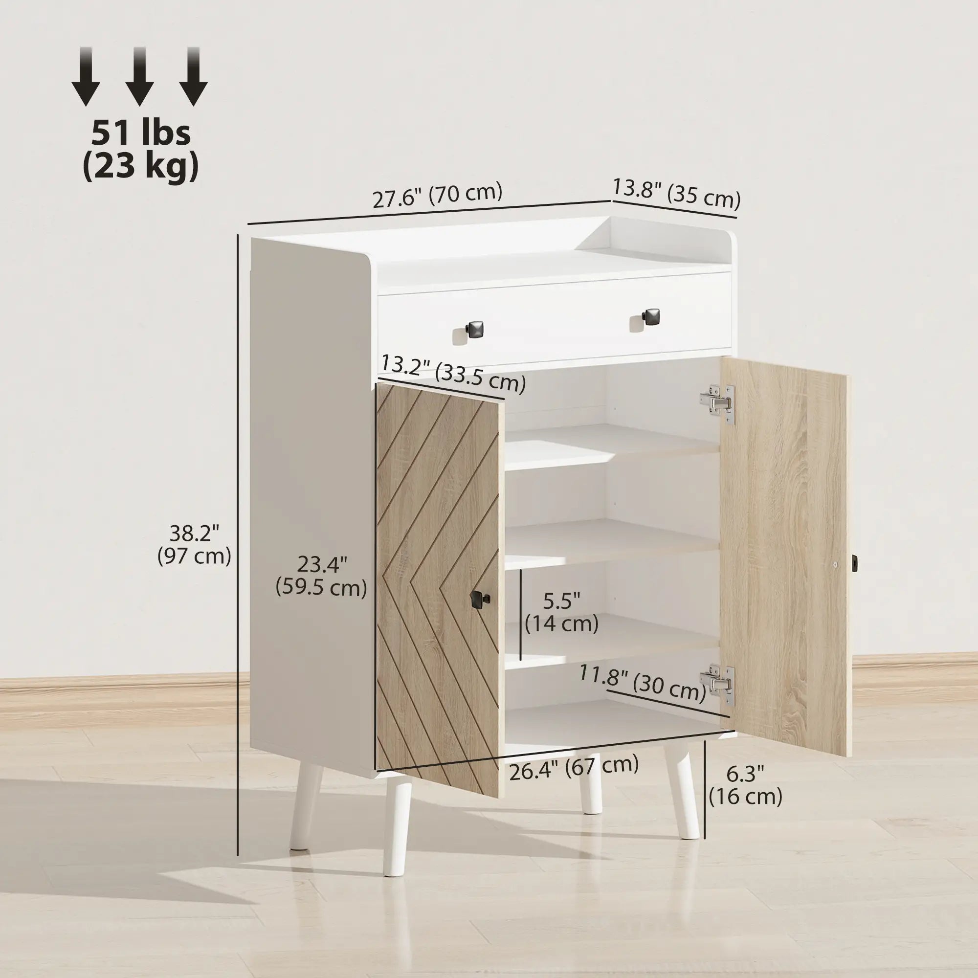 Modern Shoe Storage Cabinet, Adjustable Shelves, Drawer for 12 Pairs, White Shoe Storage Cabinets & Racks at Gallery Canada