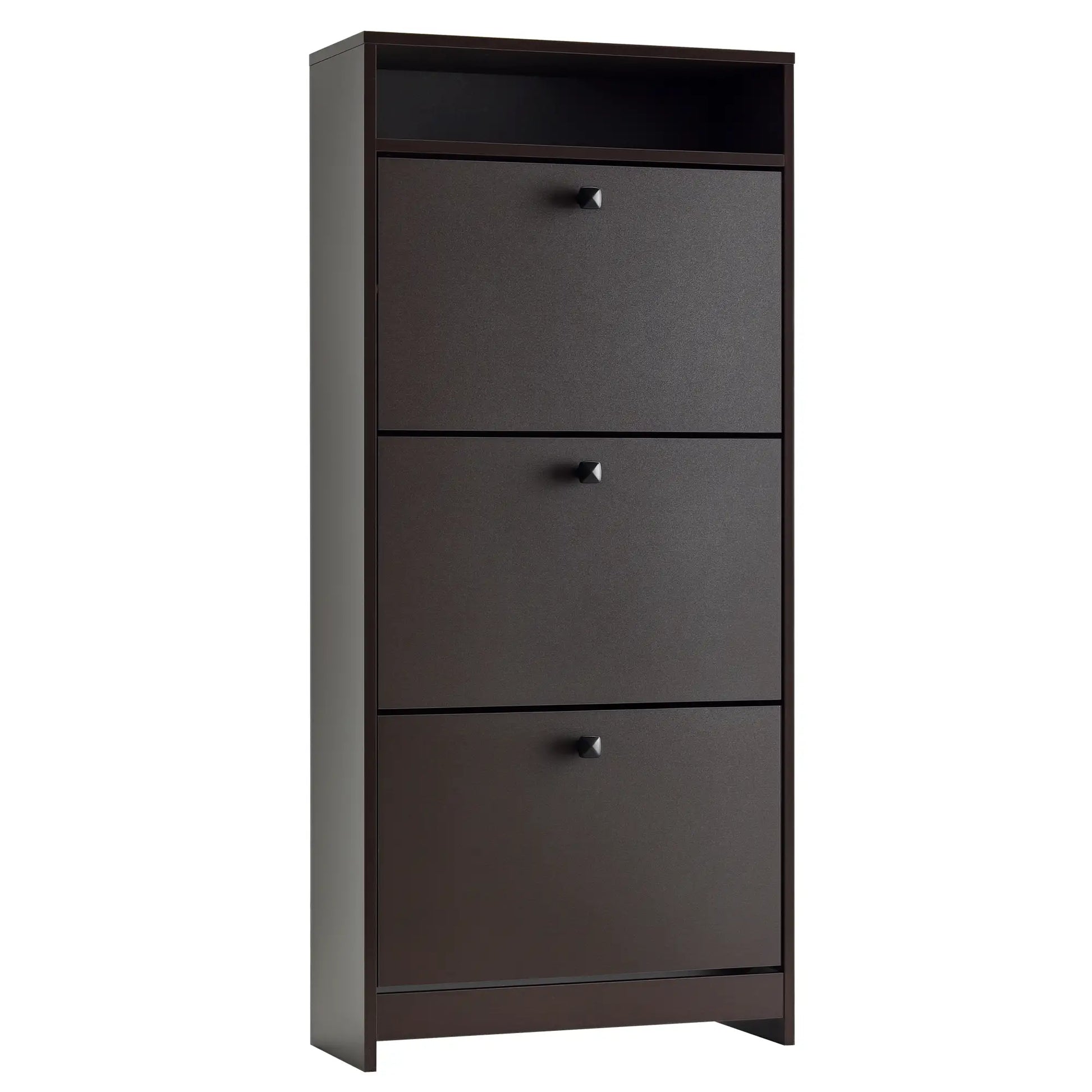 Slim Shoe Storage, 3 Flip Drawers, Adjustable Shelves, 9 Pair, Coffee Shoe Storage Cabinets & Racks at Gallery Canada
