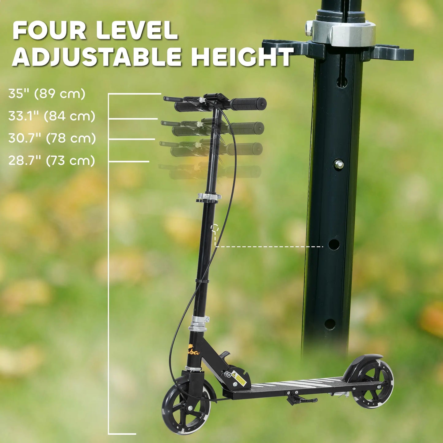 Kids Scooter, Light Up Wheels, Adjustable Handlebar, Rear Brake, Black Scooters at Gallery Canada