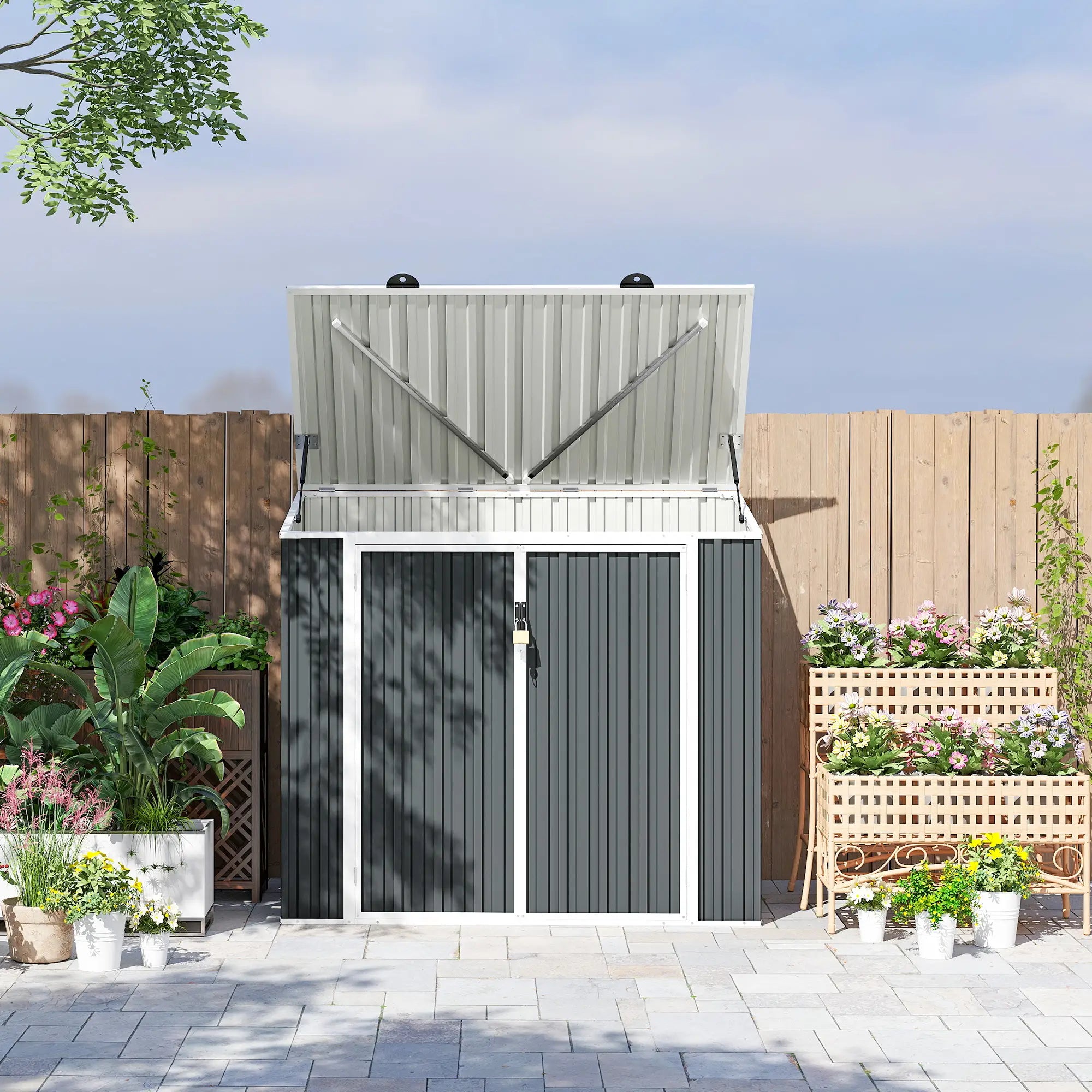 5ft x 3ft Outdoor Storage Shed, Lockable Double Doors Sheds at Gallery Canada