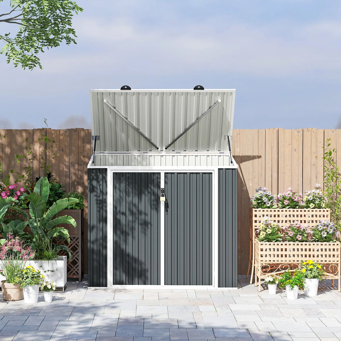 5ft x 3ft Outdoor Storage Shed, Lockable Double Doors Sheds at Gallery Canada