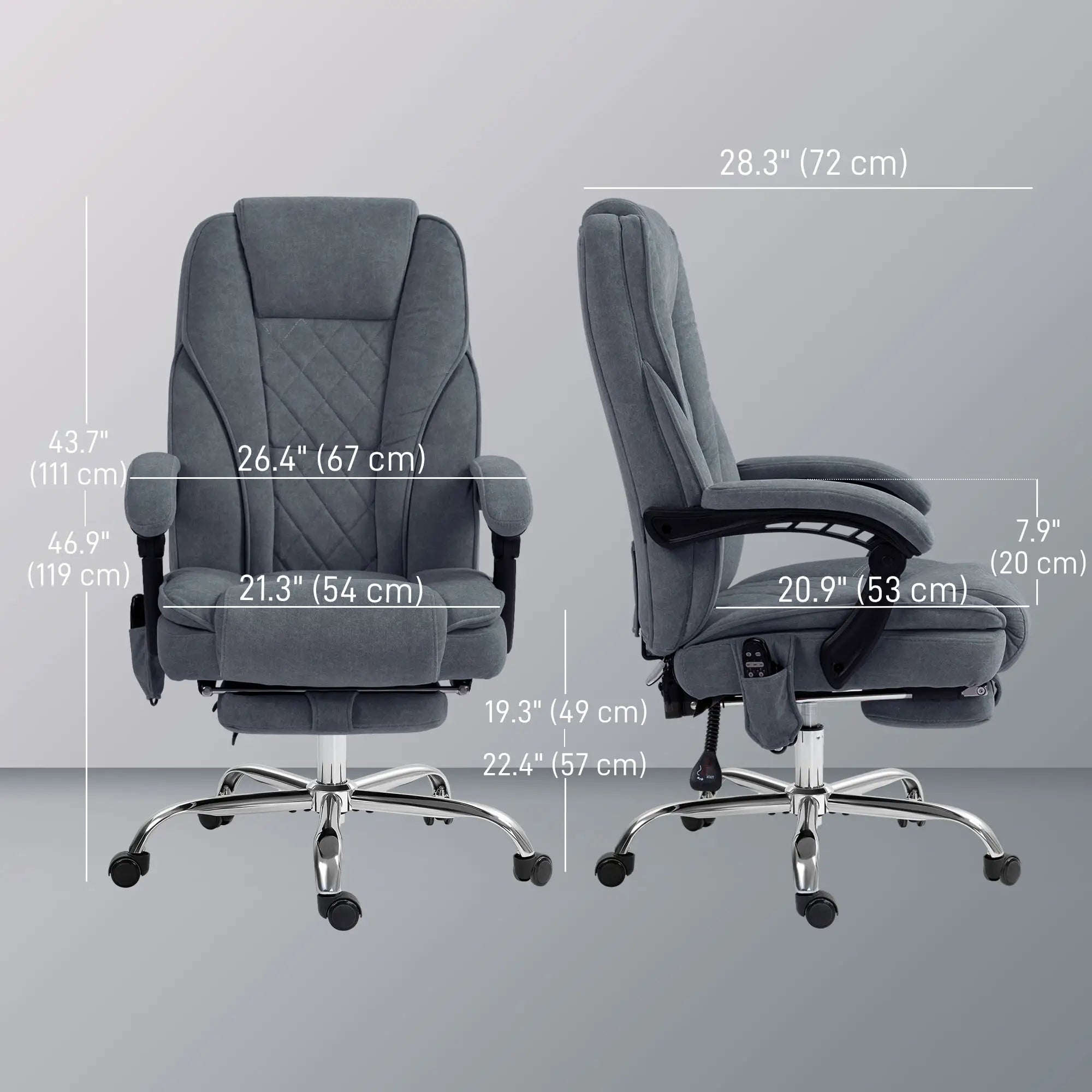 Massage Office Chair, Reclining Computer Chair, Adjustable Height, Footrest, Dark Grey Massage Chairs at Gallery Canada