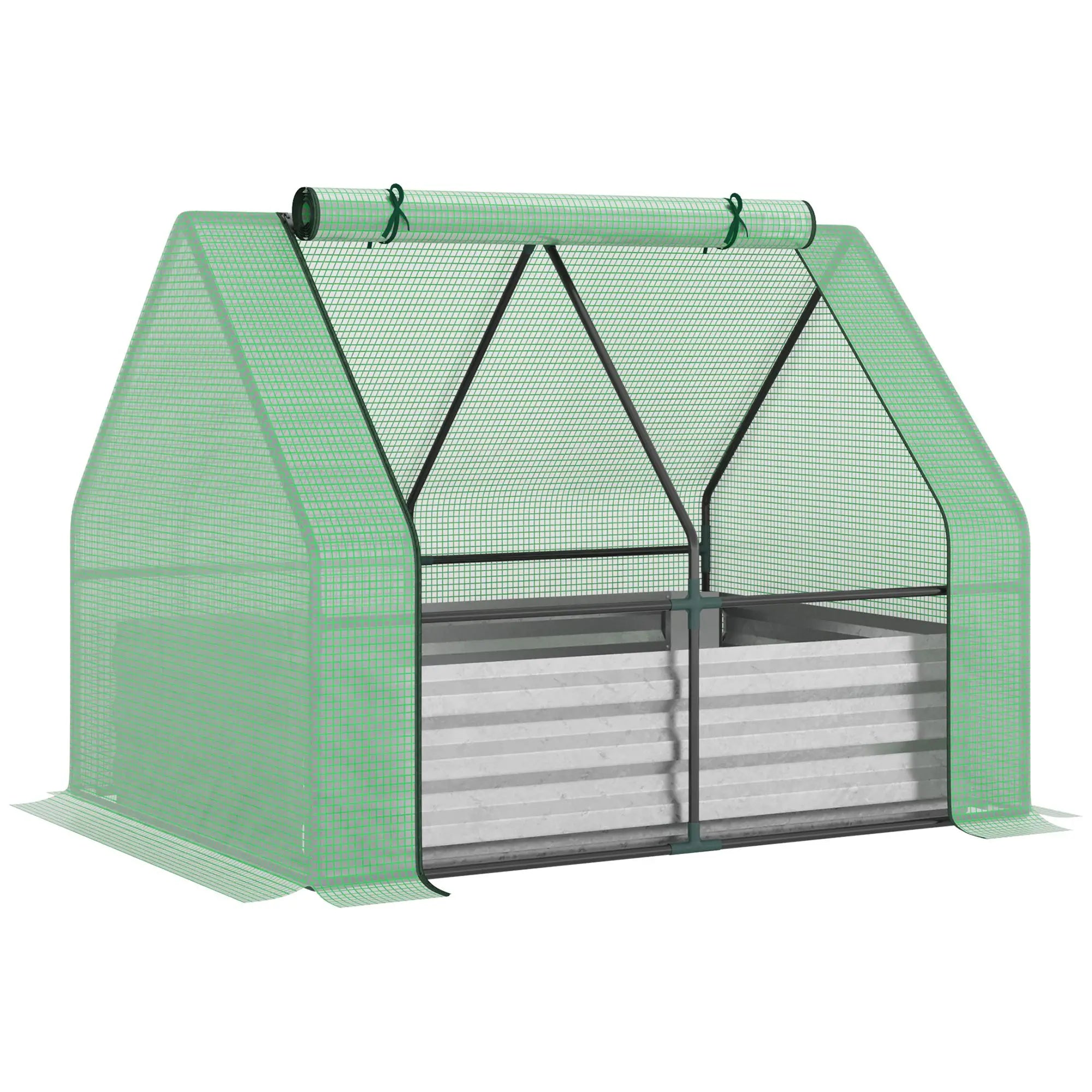 Steel Outdoor Raised Garden Bed with Greenhouse, Cover, 50