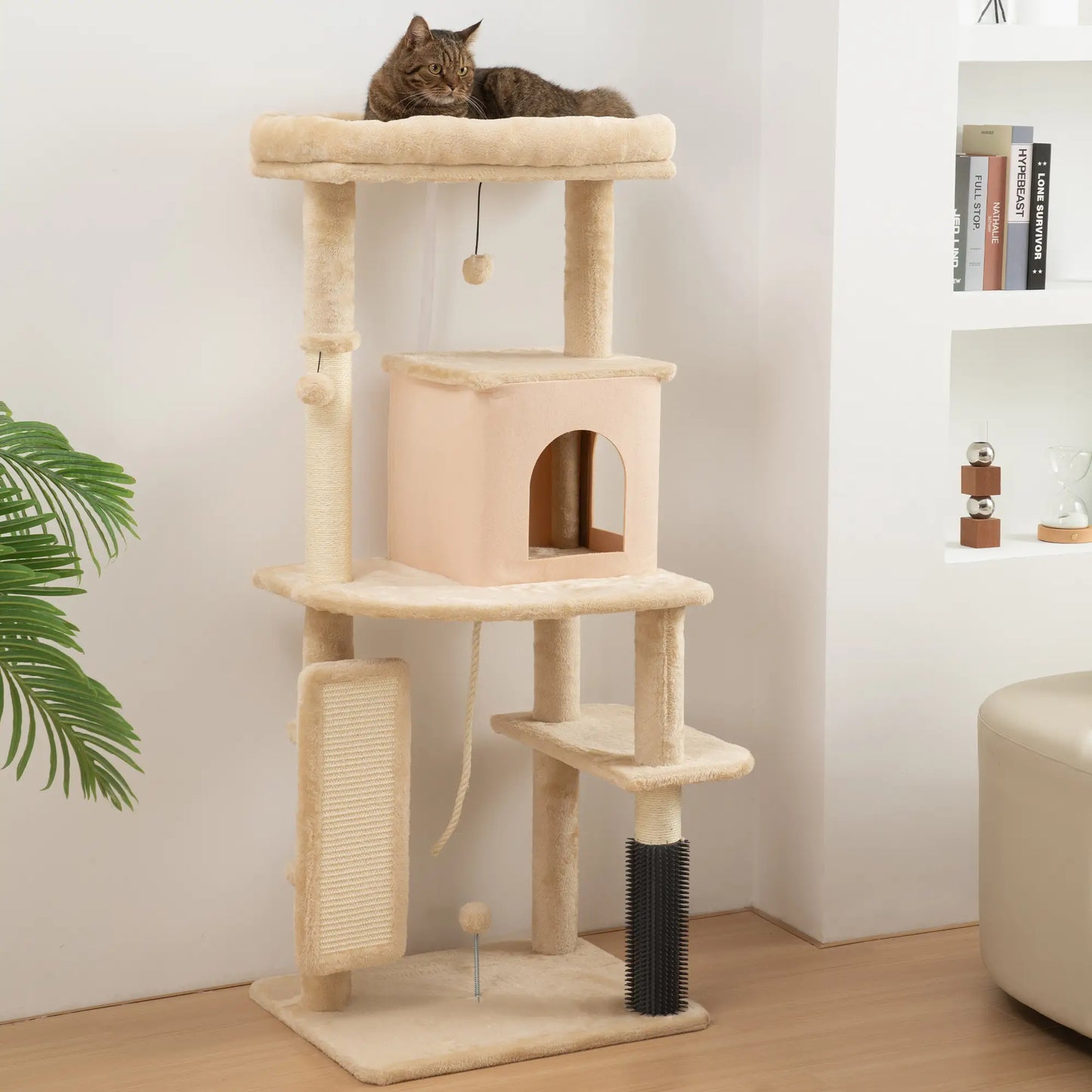 52 Inch Cat Tree with Scratching Posts, Bed, Condo, Grooming Brush Cat Towers at Gallery Canada