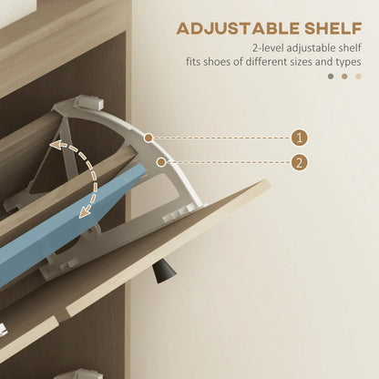 Shoe Cabinet, 4 Flip Drawers, Adjustable Shelves, Holds 20 Pairs, Oak Shoe Storage Cabinets & Racks at Gallery Canada