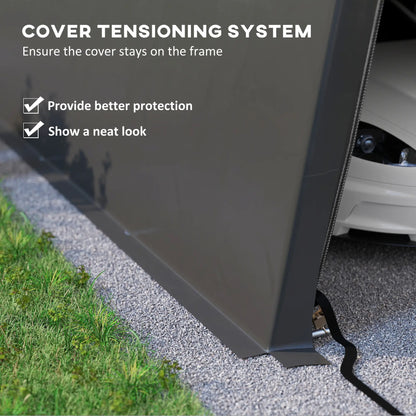 11' x 20' Portable Garage, Heavy Duty Carport Canopy, Dark Grey Car Shelters at Gallery Canada
