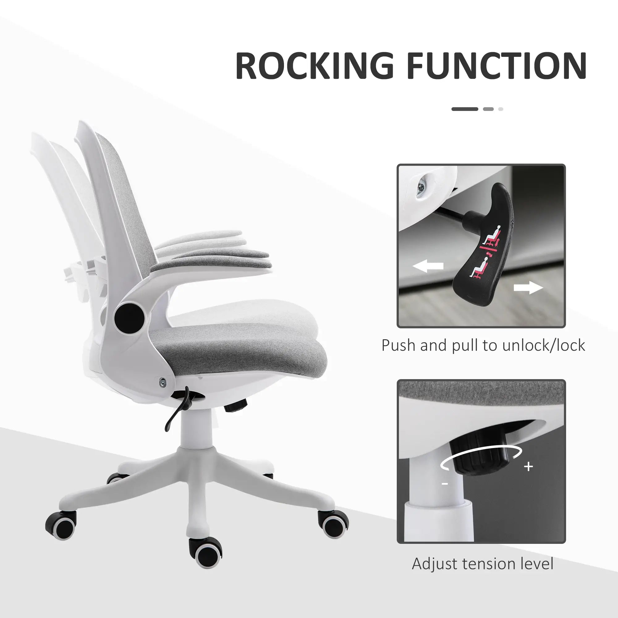 360° Swivel Office Chair, Adjustable Height, Flip-Up Arms, Grey Task Chairs at Gallery Canada