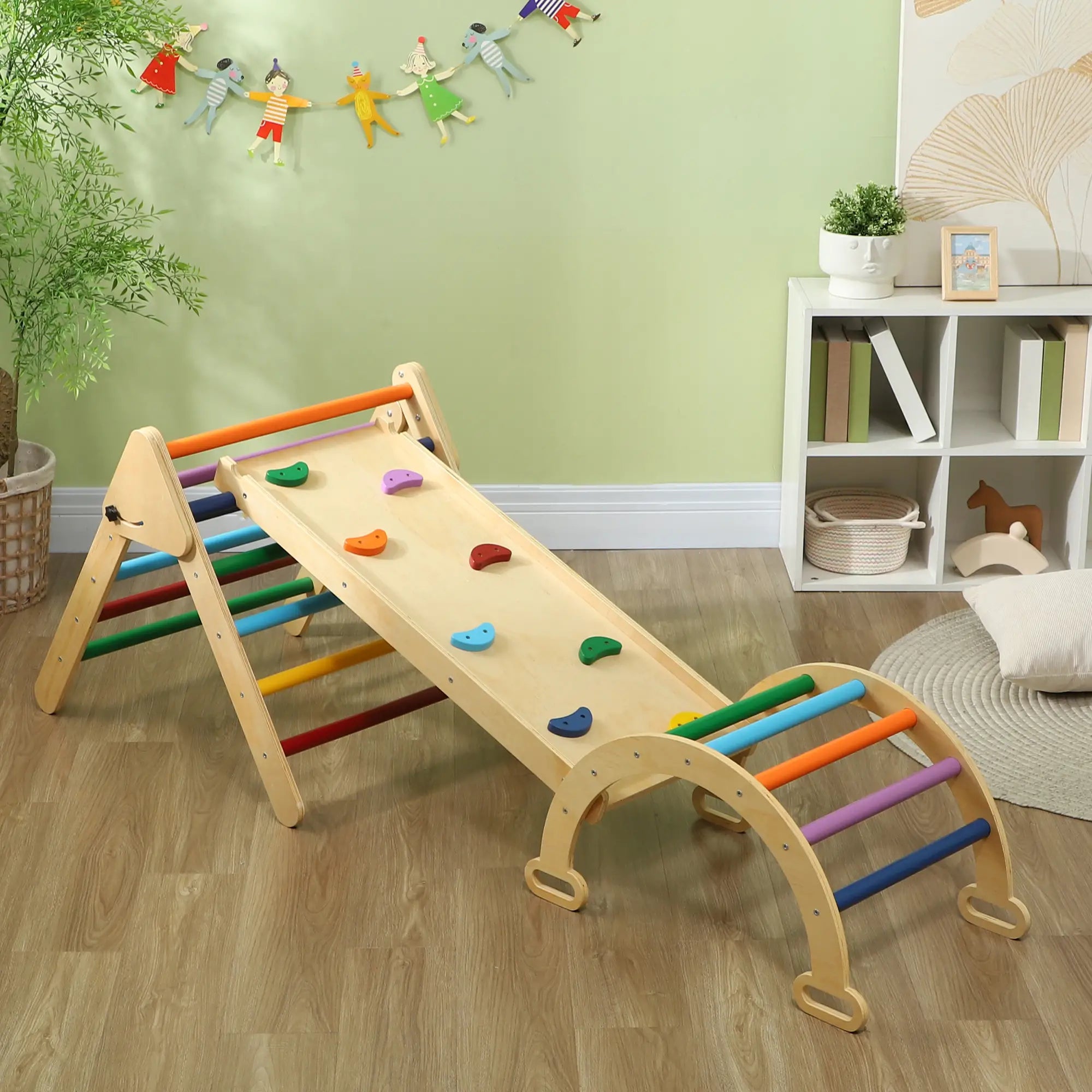 5 in 1 Pikler Triangle Set, Ladder, Ramp, Arch, 18-48 Months, Multicolour Baby Gym & Playmats at Gallery Canada