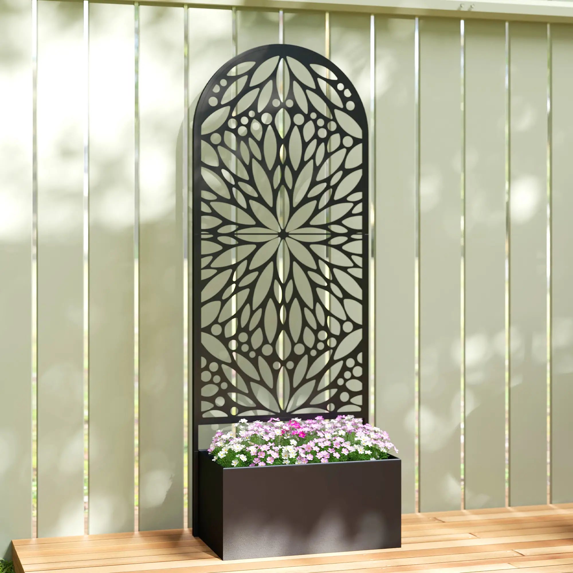 Metal Raised Garden Bed with Trellis, Freestanding Flower Bed Galvanized Planter Boxes at Gallery Canada