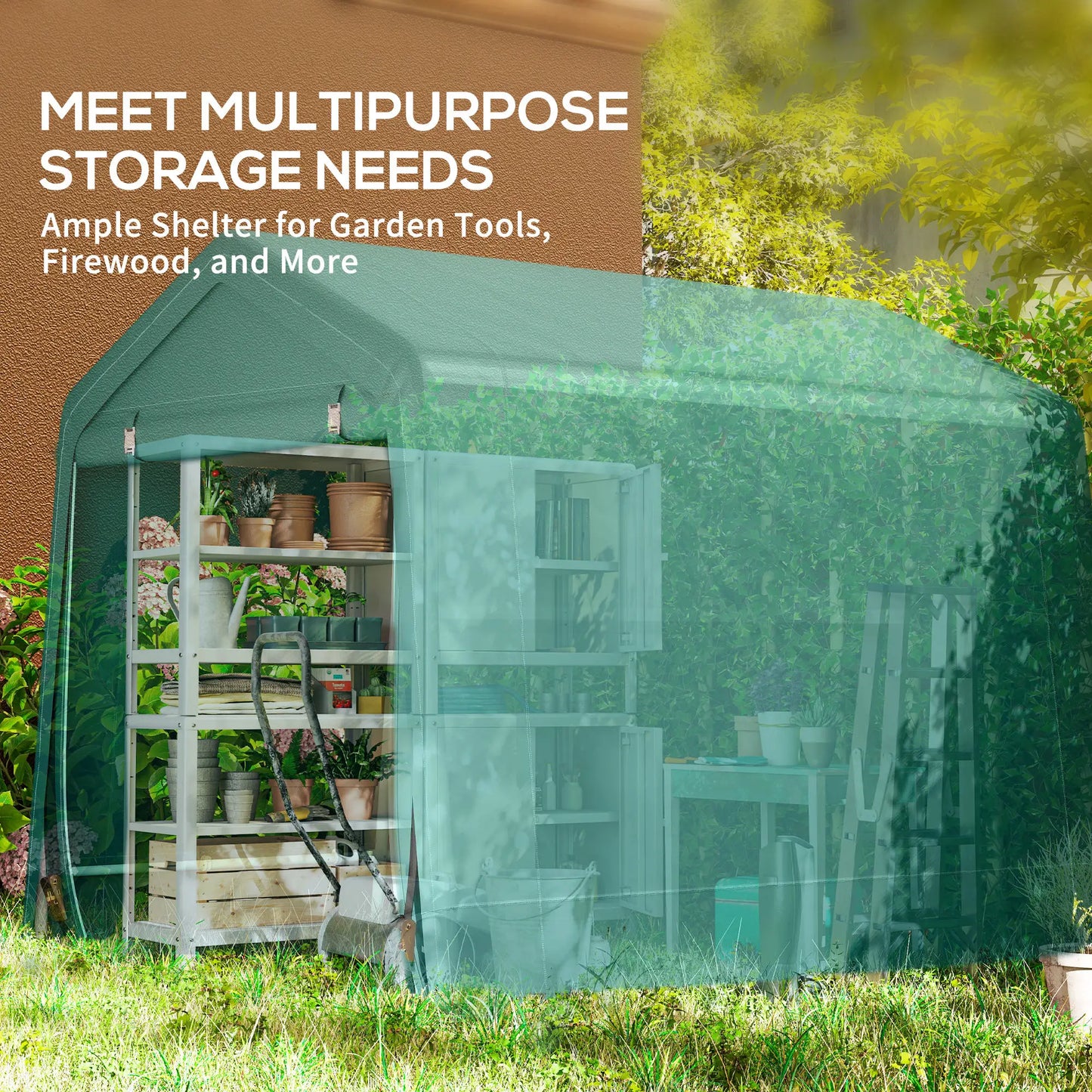 7.9' x 6.6' Garden Storage Tent, Metal Frame, Double Zipper Doors, Green Car Shelters at Gallery Canada