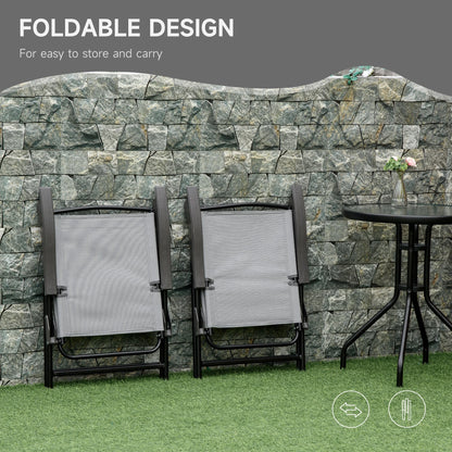 Folding Outdoor Bistro Set, Patio Table and Chairs, Round Dining Table, Grey Bistro Sets at Gallery Canada