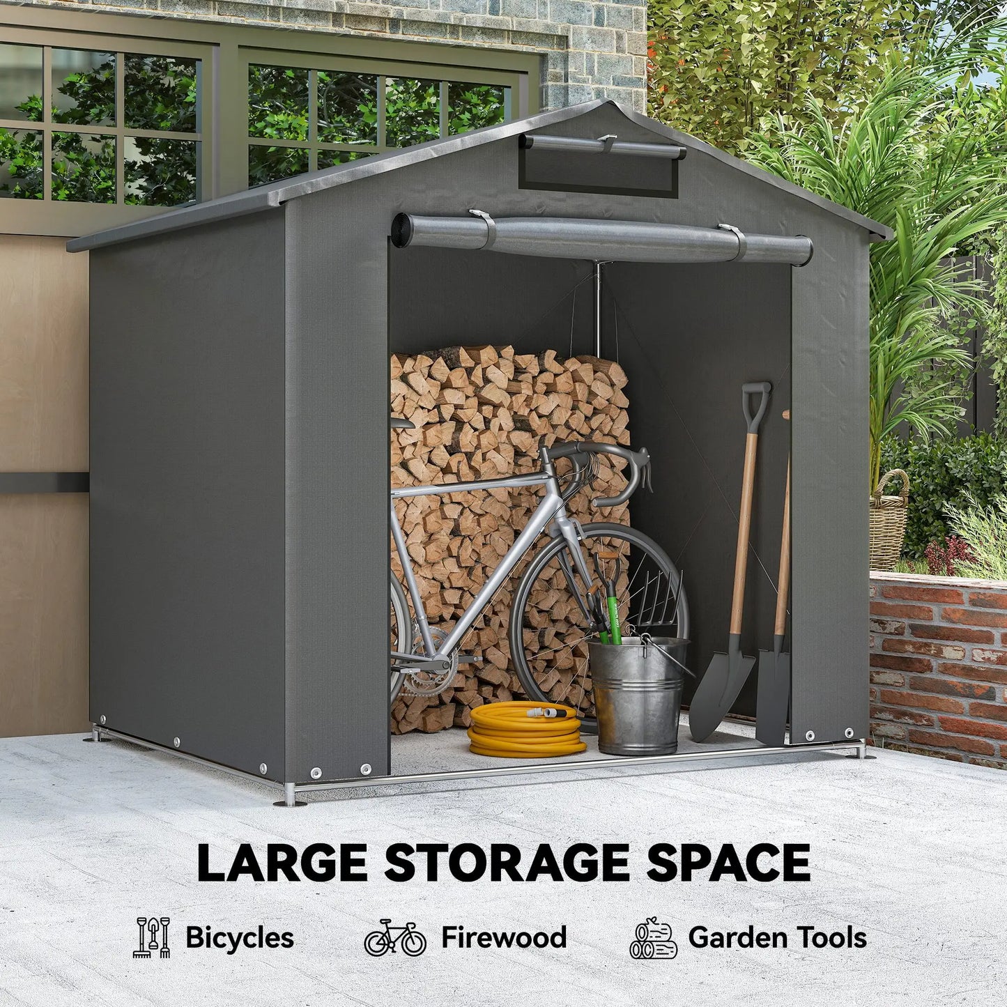 6' x 4' Portable Shed, Waterproof Bike Tent, Dark Grey