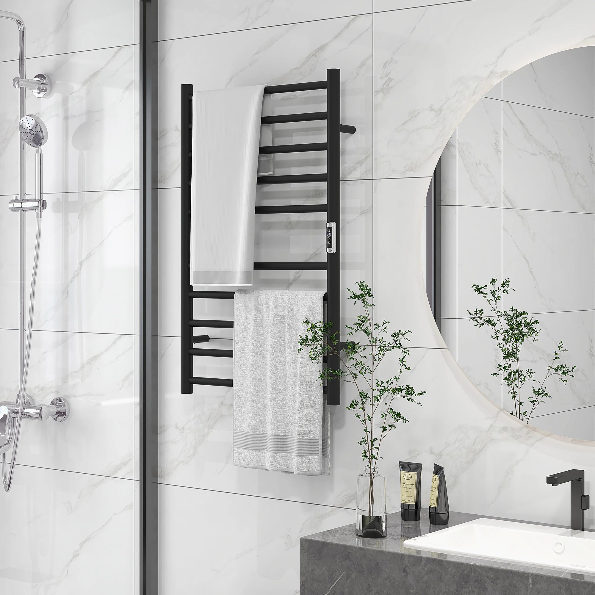Wall Mounted Heated Towel Rack, 10-Bar Electric Warmer, Adjustable Temperature Bath Accessories at Gallery Canada