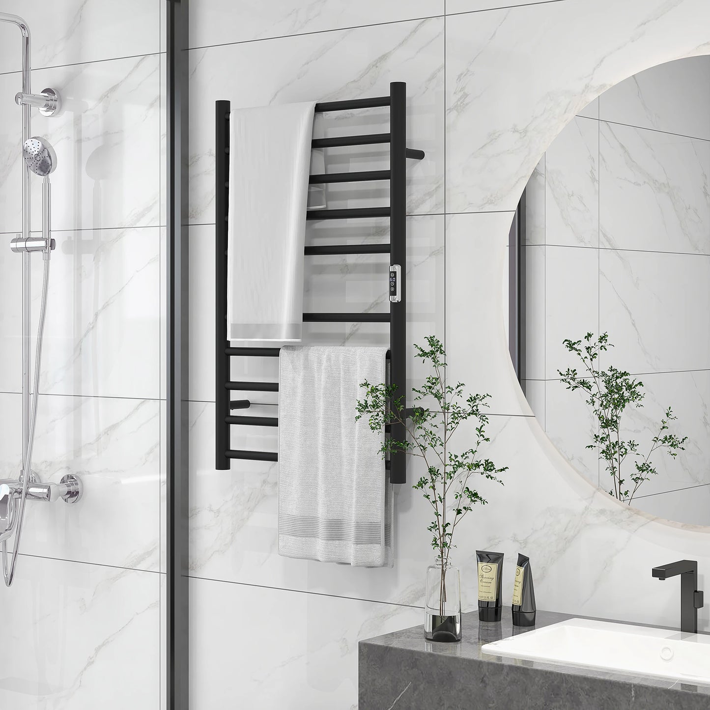 Wall Mounted Heated Towel Rack, 10-Bar Electric Warmer, Adjustable Temperature Bath Accessories at Gallery Canada