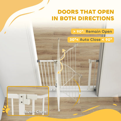 Extra Tall Dog Gate With Door, Pressure Fit, Auto Close, 29"-37", White Pet Gates at Gallery Canada