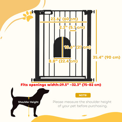 30"-32" Extra Wide Pet Gate, 35"H, Small Door, Black Houses, Kennels & Pens at Gallery Canada