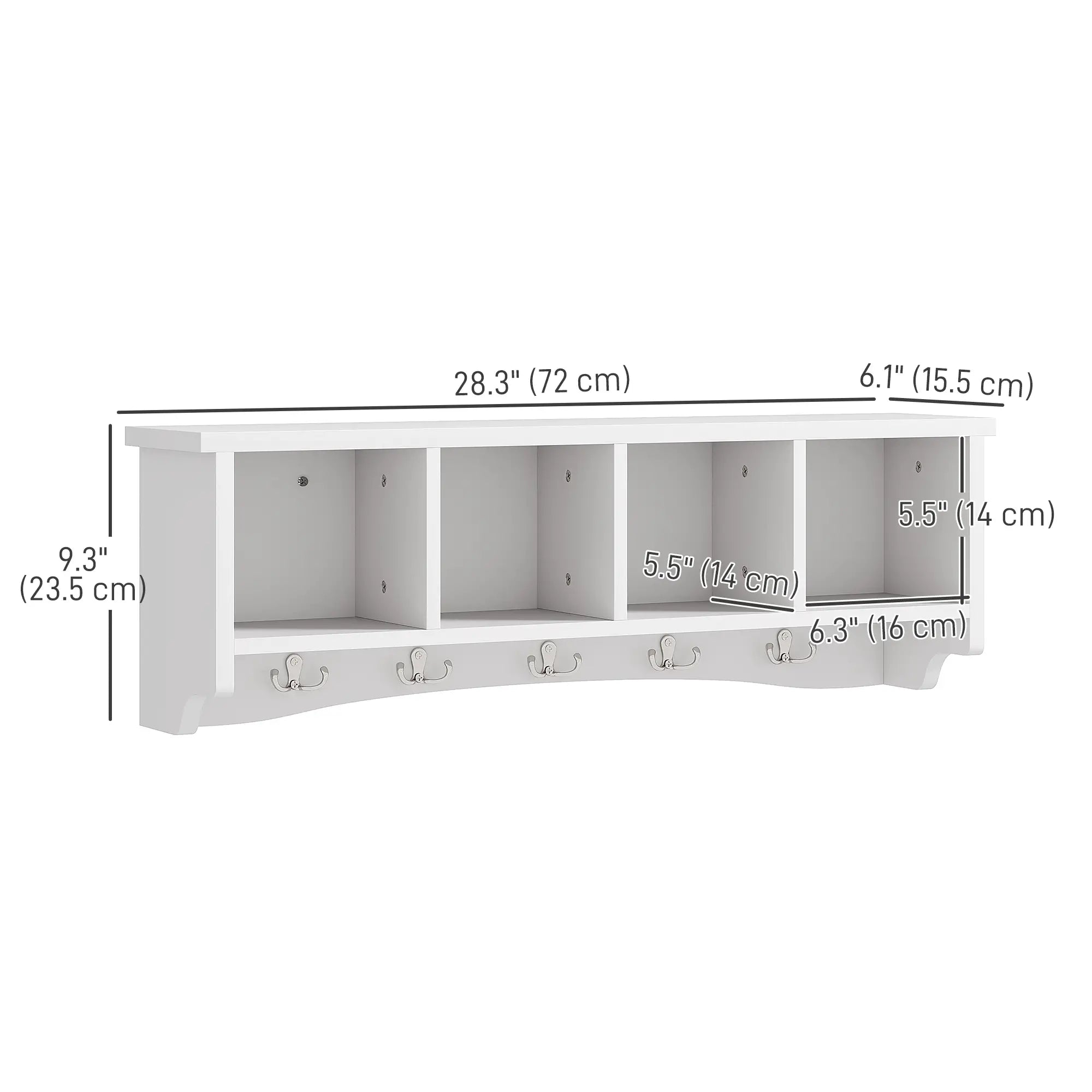 Wall Mount Coat Rack with Shelf, 28