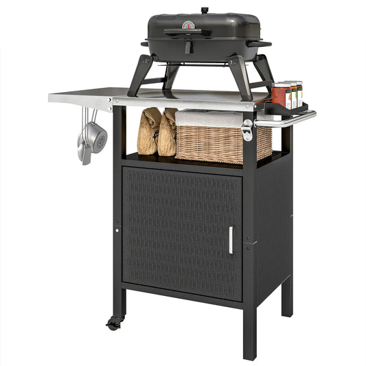Outdoor Grill Cart, Stainless Steel Top, Foldable Side Table, Silver Outdoor Grill Carts Black, Silver at Gallery Canada