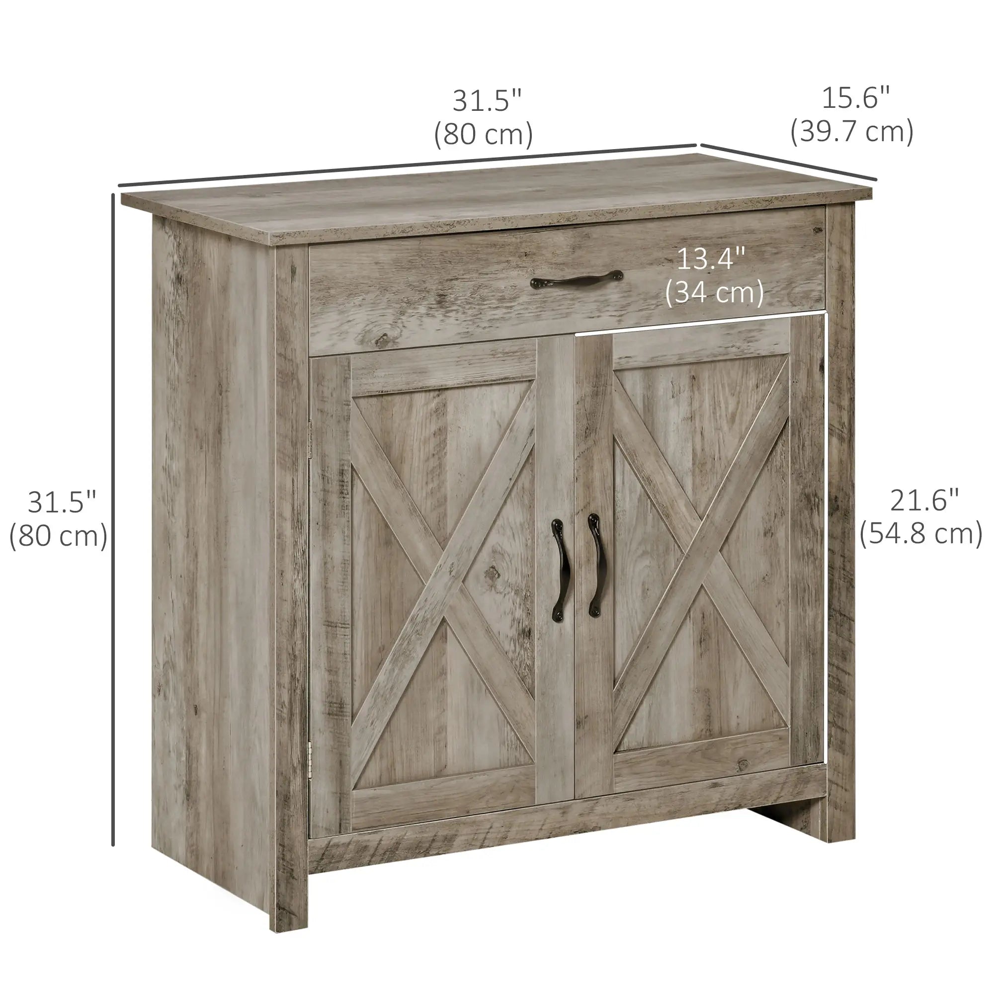 Farmhouse Sideboard Buffet, Storage Cabinet with Barn Doors, Ash Grey Bar Cabinets at Gallery Canada