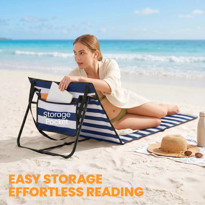 Foldable Lounge Chairs Set, Adjustable Backrest, Blue White Beach Accessories at Gallery Canada