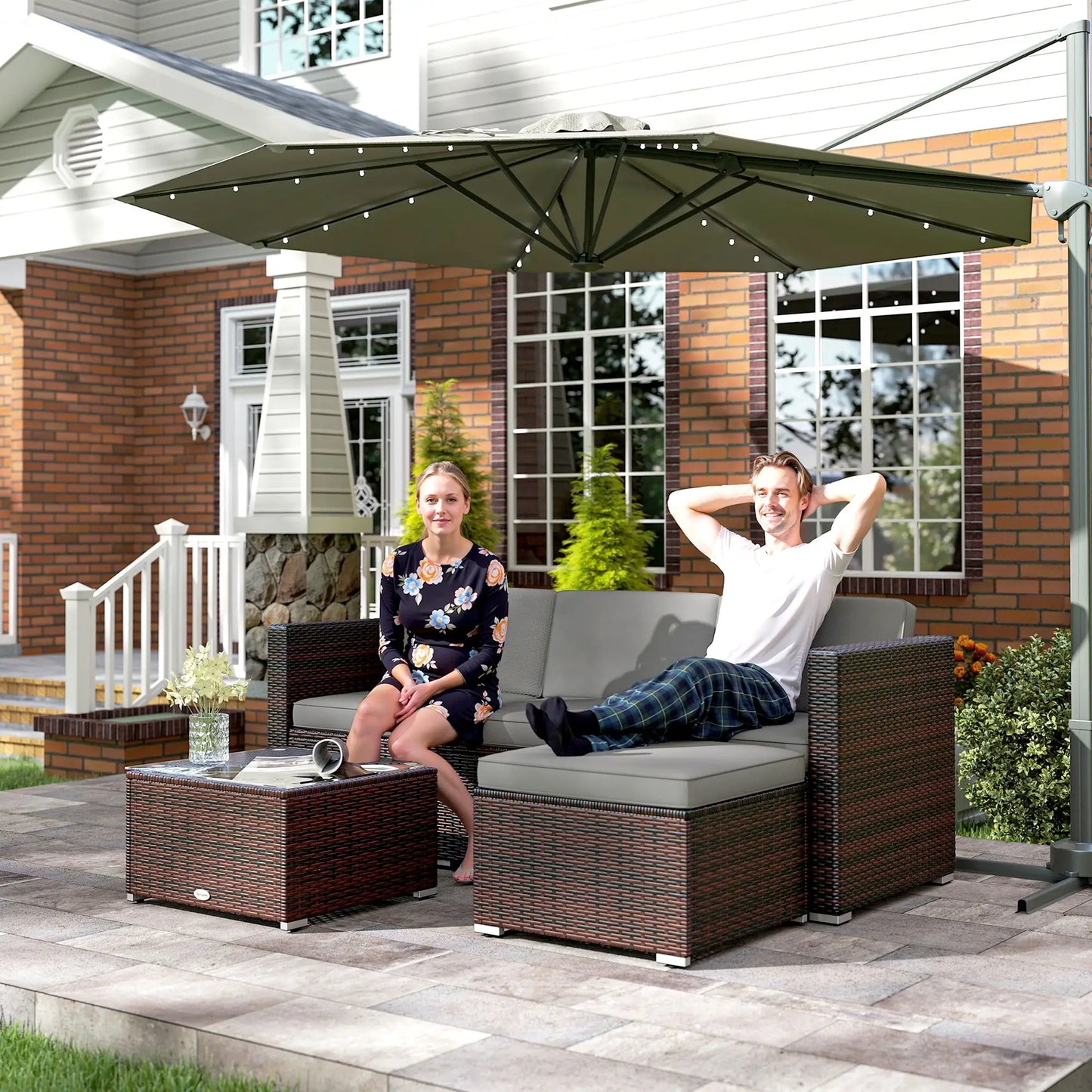 Patio Furniture, Corner Sofa Set with Soft Cushions, Grey Patio Furniture Sets at Gallery Canada