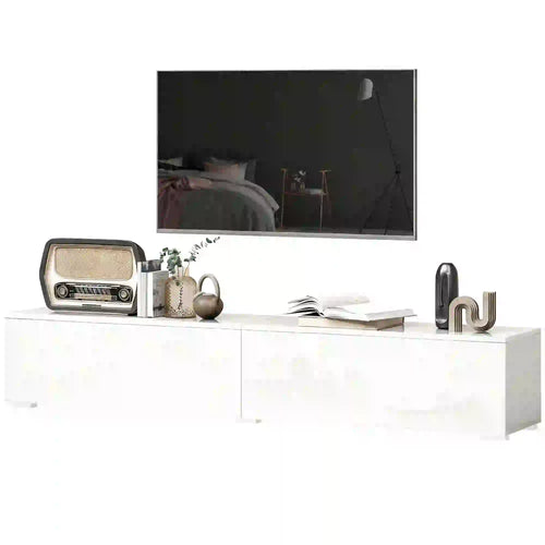 Floating TV Stand For 75 Inch TVs, 70.9 Inch Cabinet, High Gloss White, White