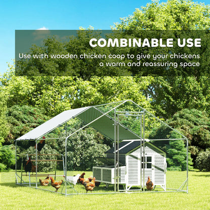 Metal Chicken Coop With Cover, Nesting Box, Roosting Bars, 9.8 x 13.1 x 6.4 ft Chicken Coops at Gallery Canada