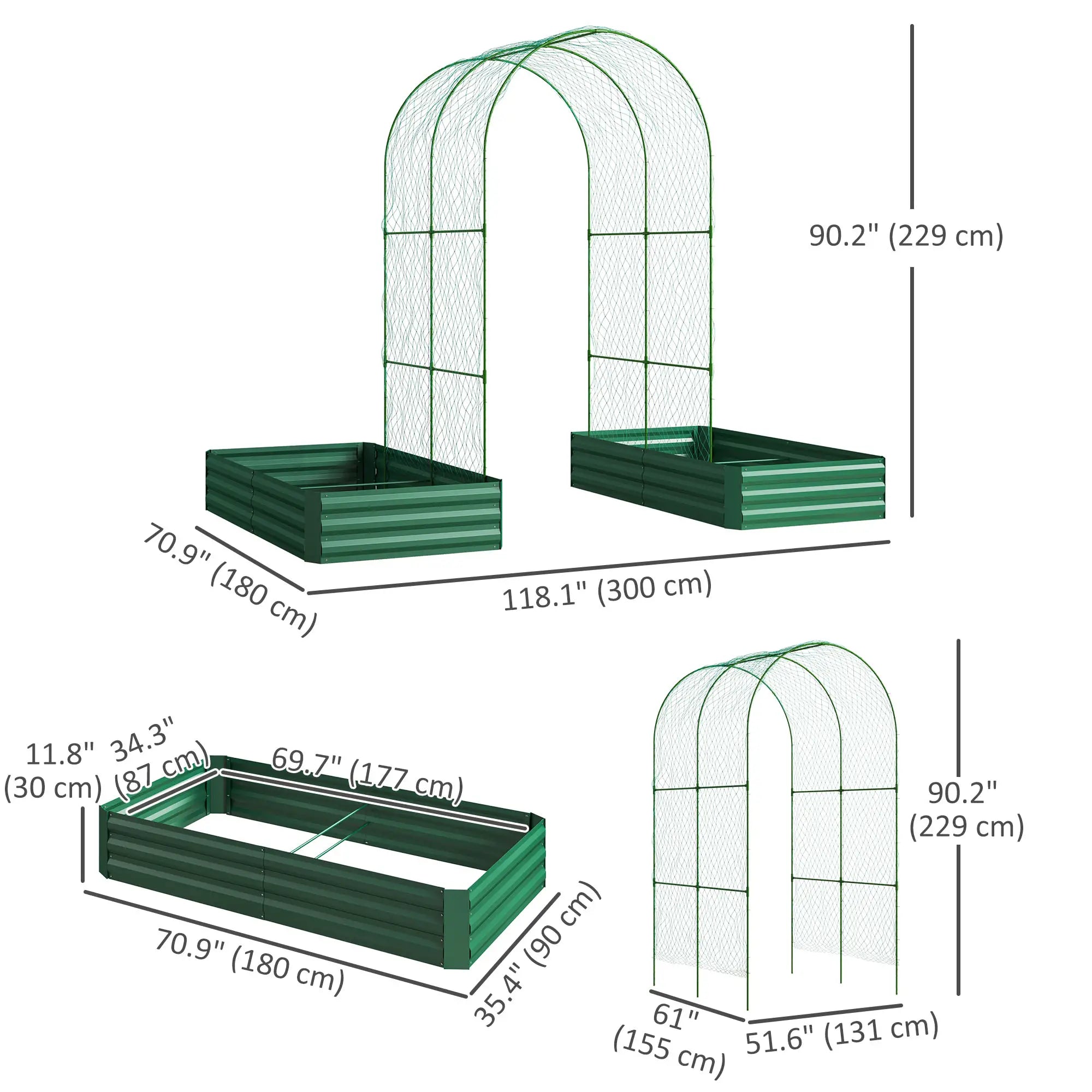 Metal Raised Garden Bed with Trellis, Galvanized Outdoor Garden Box Raised Garden Beds at Gallery Canada